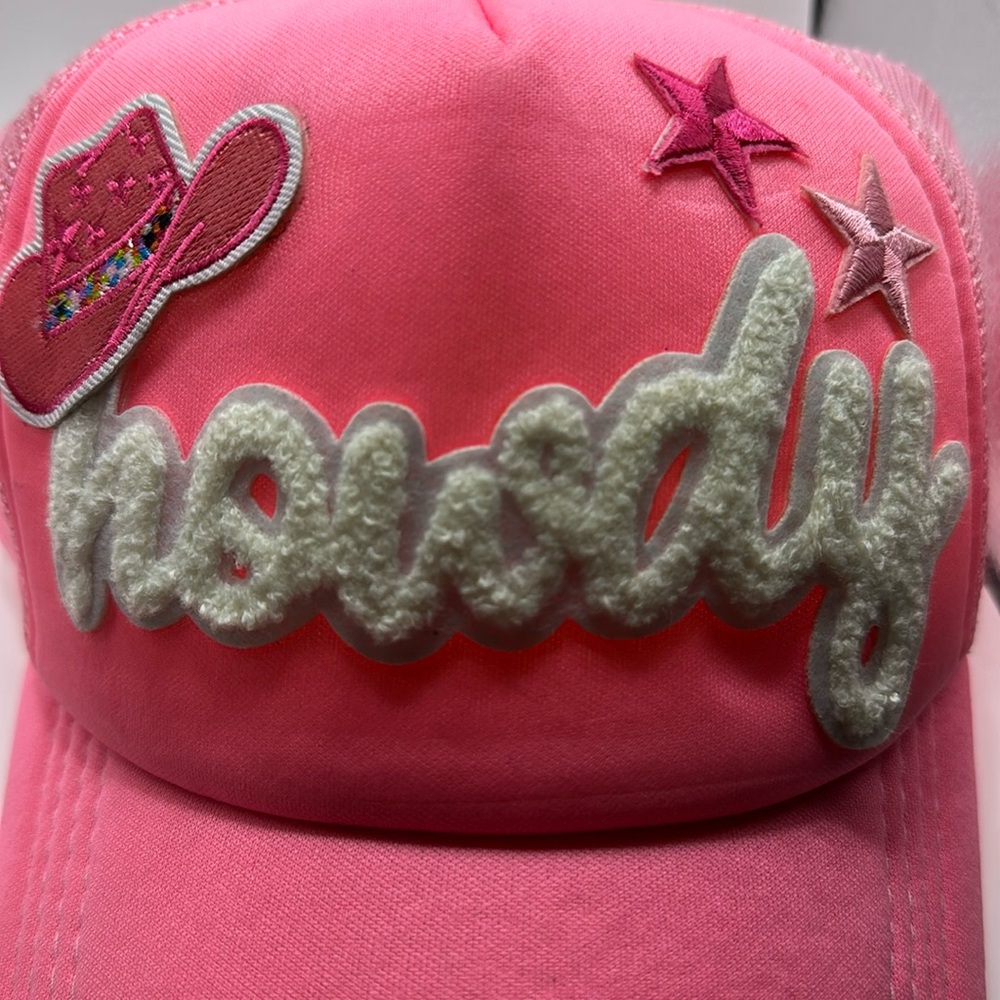 Hot pink trucker hat